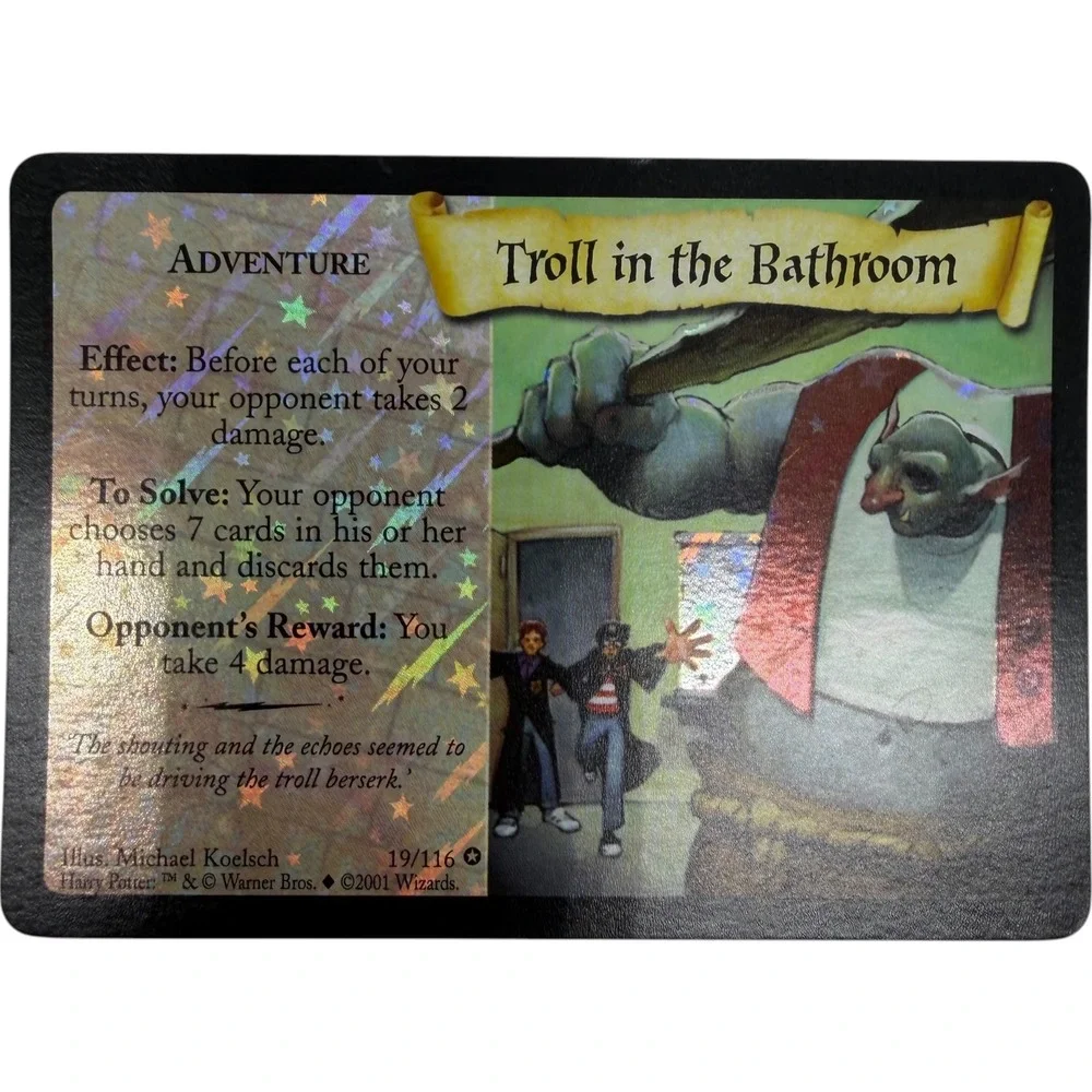 Harry Potter TCG Troll in the Bathroom 19/116 Holo Foil Adventure Card 2001 Rare